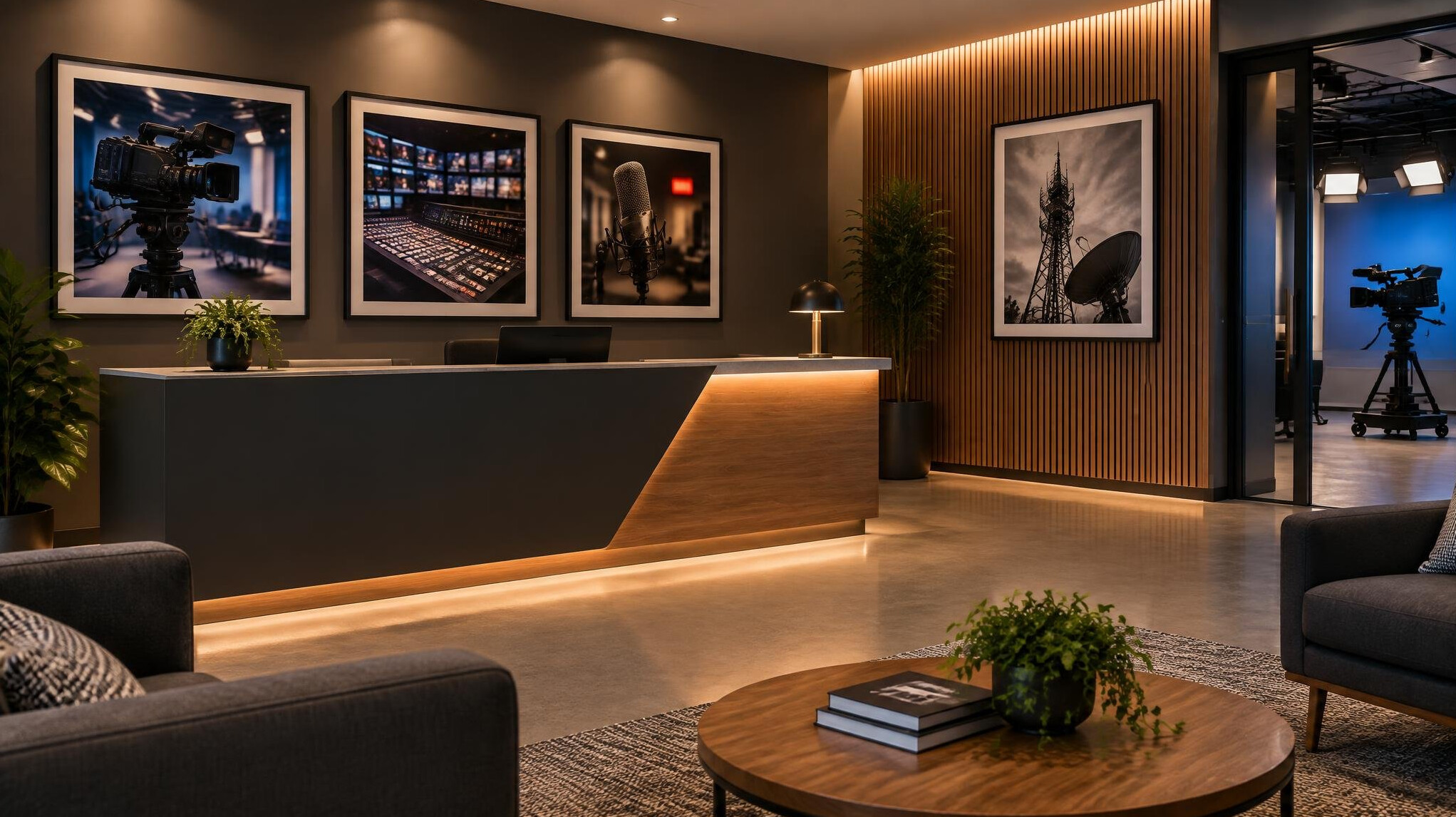 Reception area of a television studio production company office